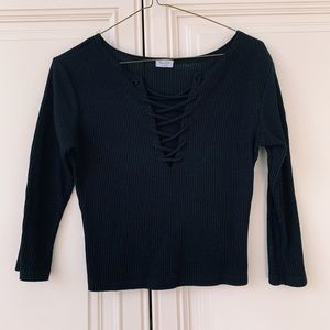 Black V-Neck crop top
